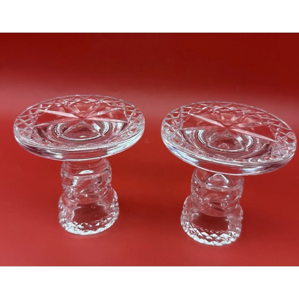 Set of 2 Waterford Glandore Irish Crystal Single Light Candlestick Holders